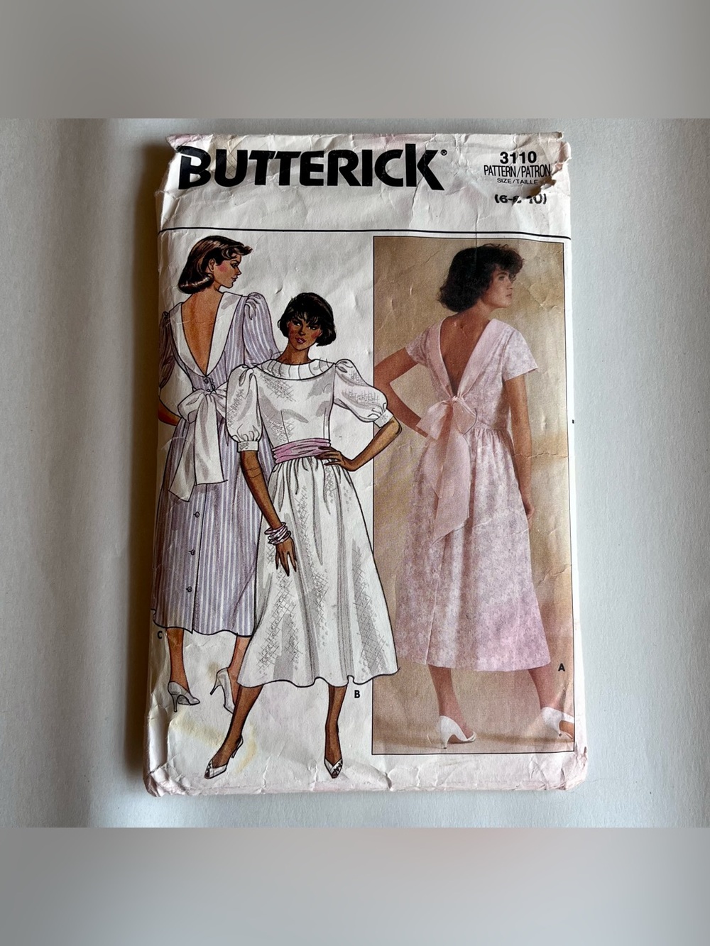 Vintage 80's Butterick 3110 Misses Dress Size 6-8-10 Sewing Pattern